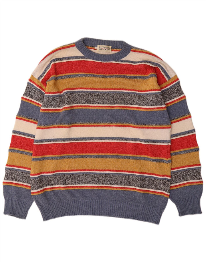 Bizzarro Mens Crew Neck Jumper Sweater Large Multicoloured Striped