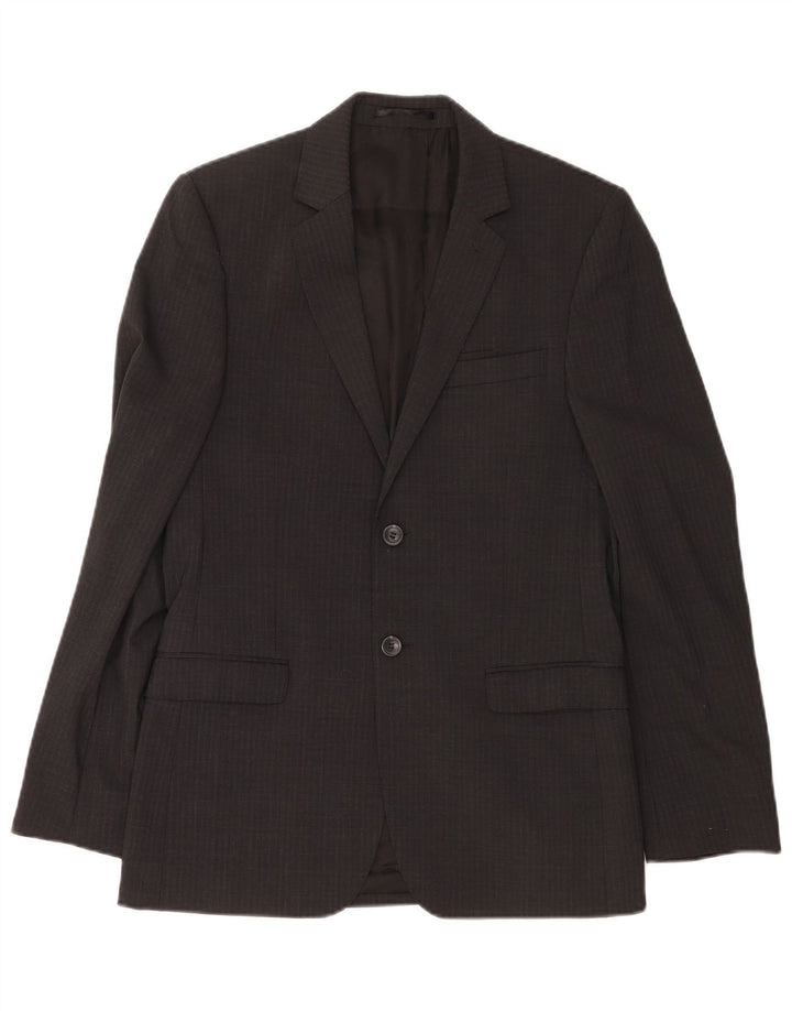 Dkny Mens 2 Button Blazer Jacket UK 38 Medium Grey Pinstripe Wool