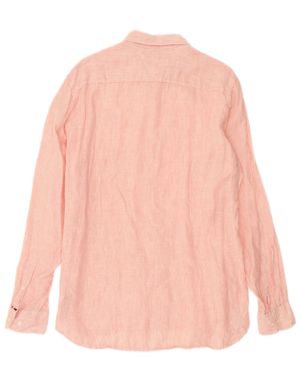 Tommy Hilfiger Mens Slim Fit Shirt XL Pink Striped Linen