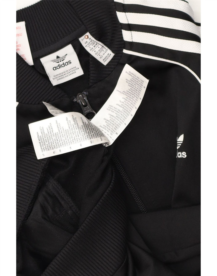 Adidas Boys Tracksuit Top Jacket 11-12 Years Black Polyester