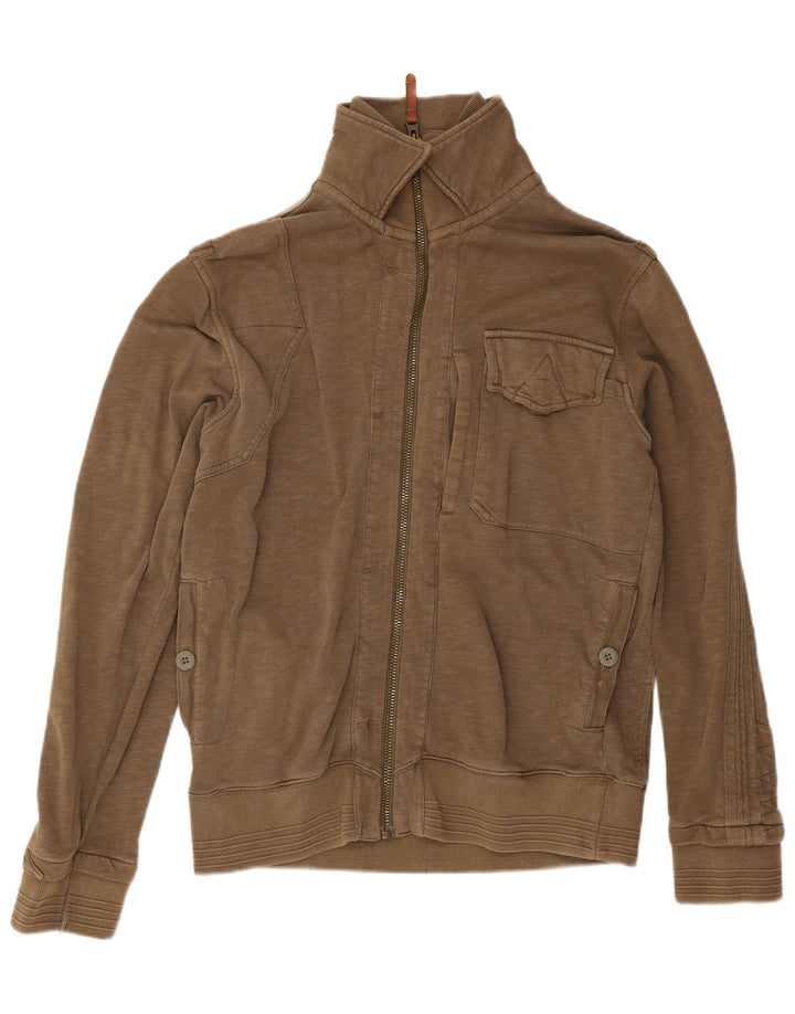 Fat Face Mens Tracksuit Top Jacket Medium Khaki Cotton