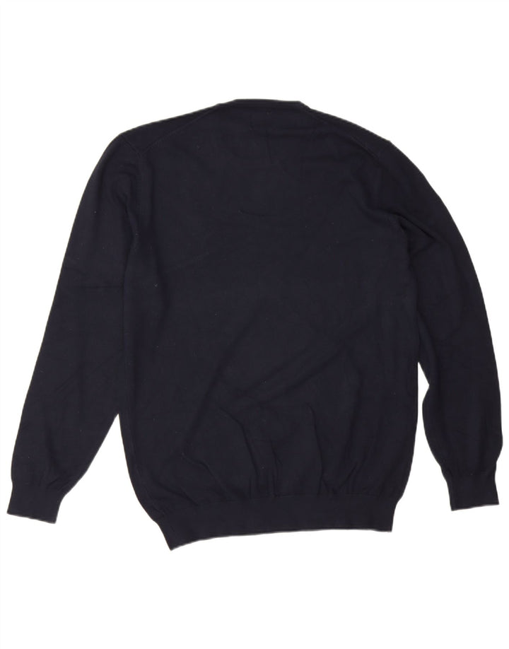 Zara Mens Crew Neck Jumper Sweater Medium Navy Blue Viscose