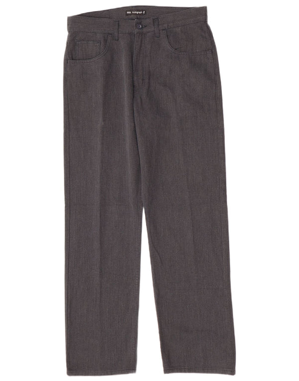 Marks & Spencer Mens Autograph Straight Casual Trousers W34 L31 Grey Cotton