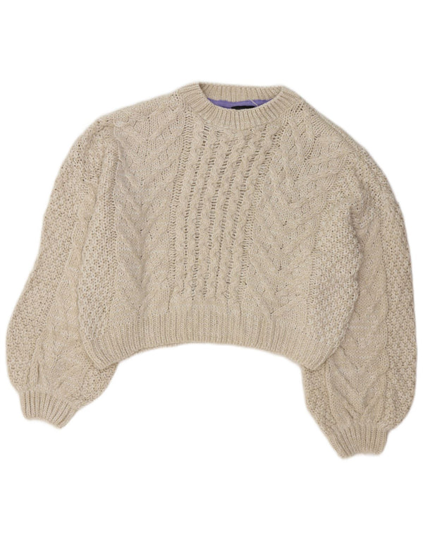 Topshop Womens Crop Boat Neck Jumper Sweater UK 10 Small Off White