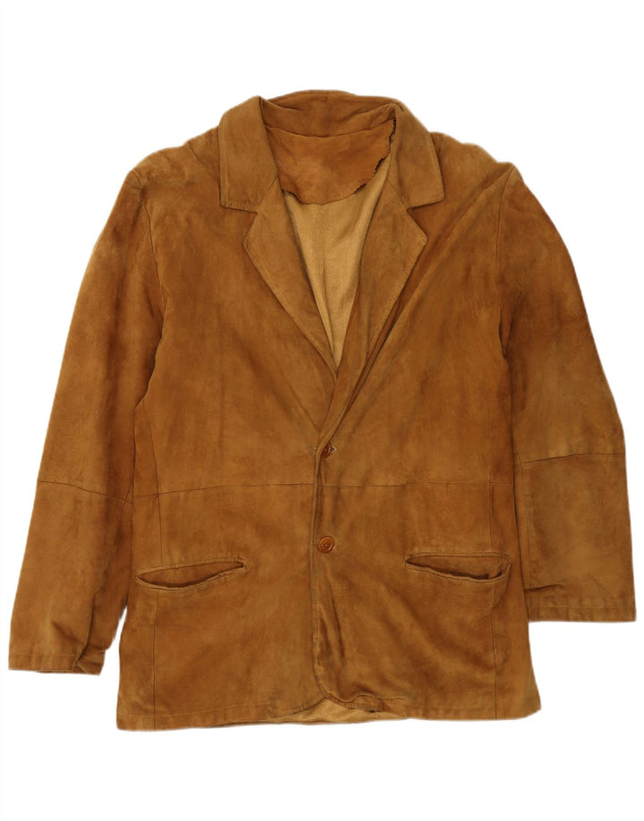 Vintage Mens Suede Jacket IT 46 Small Brown Leather