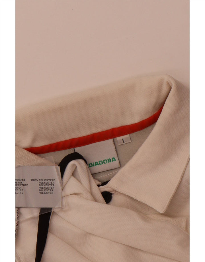 Diadora Mens Polo Shirt Large White Colourblock Polyester