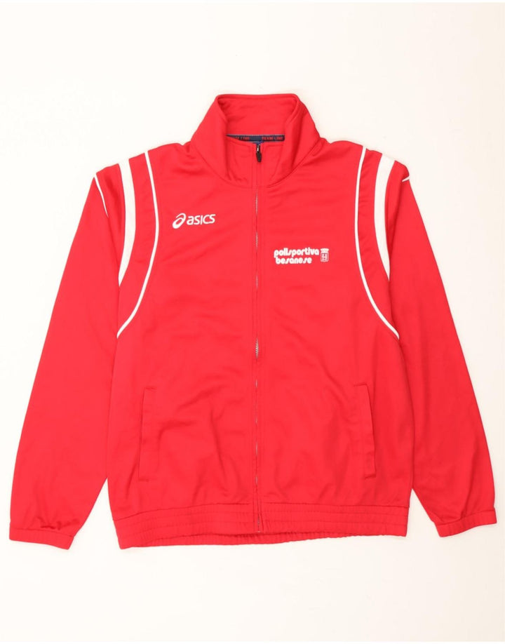 ASICS Mens Tracksuit Top Jacket Large Red Colourblock Polyester Vintage Asics and Second-Hand Asics from Messina Hembry 