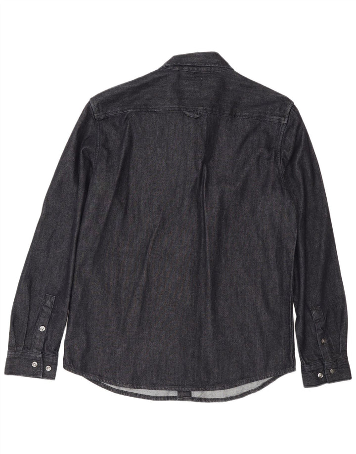 Zara Mens Denim Shirt Large Navy Blue Cotton