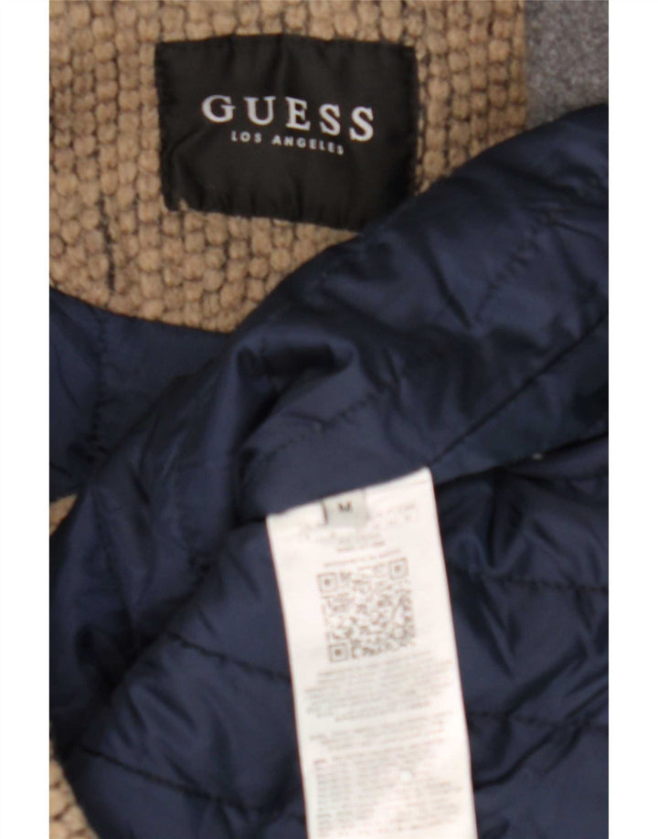 Guess Mens Hooded Duffle Jacket UK 38 Medium Brown Polyester