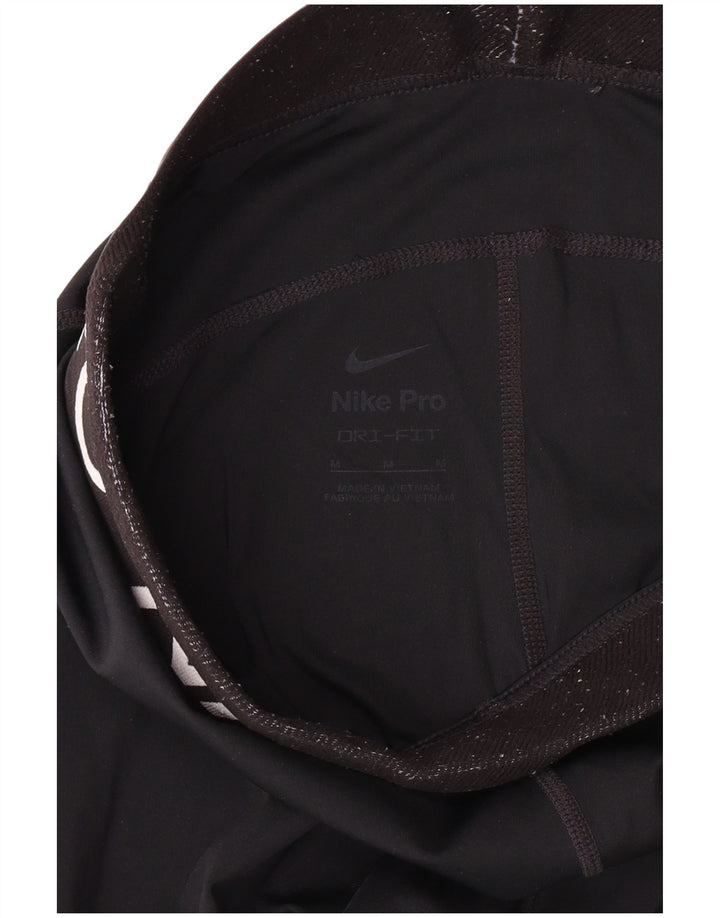 Nike Womens Dri Fit Graphic Leggings UK 12 Medium Black Polyester Sports