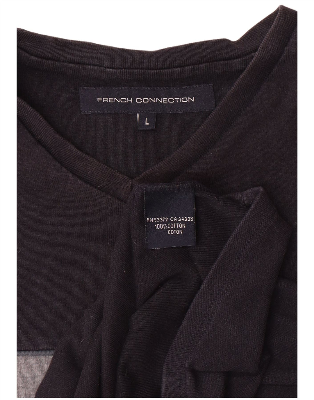French Connection Womens Short Sleeve T-Shirt Top Large Navy Blue