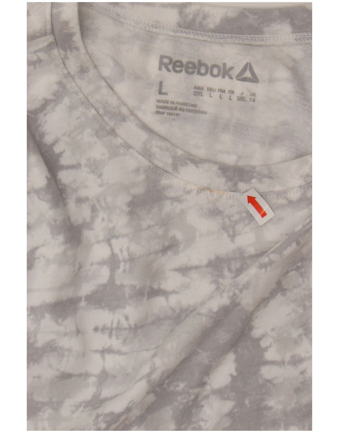 REEBOK Womens Vest Top UK 14 Large Grey Tie Dye