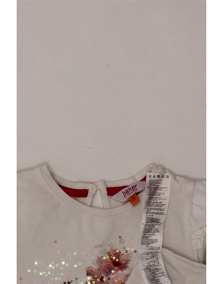 TED BAKER Girls Graphic Blouse Top 6-7 Years White Floral Cotton