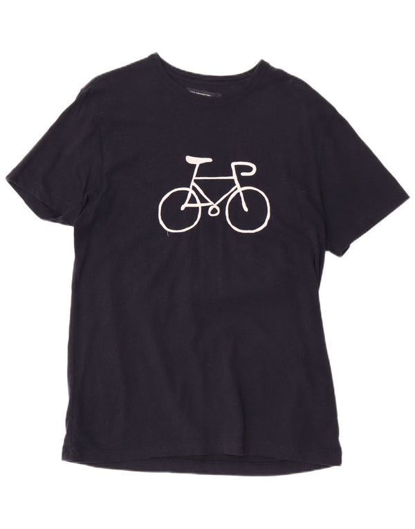 French Connection Mens Regular Fit Graphic T-Shirt Top Medium Navy Blue