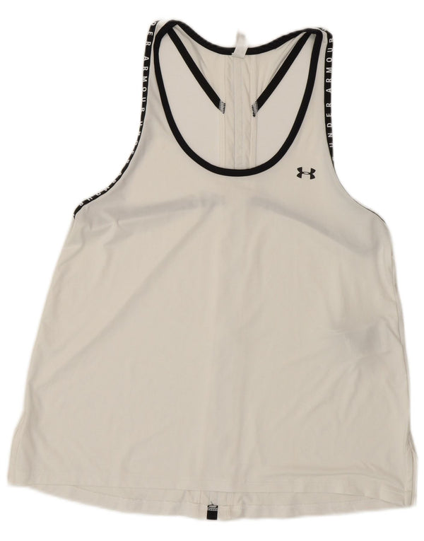 Under Armour Womens Graphic Vest Top UK 14 Medium Off White Polyester