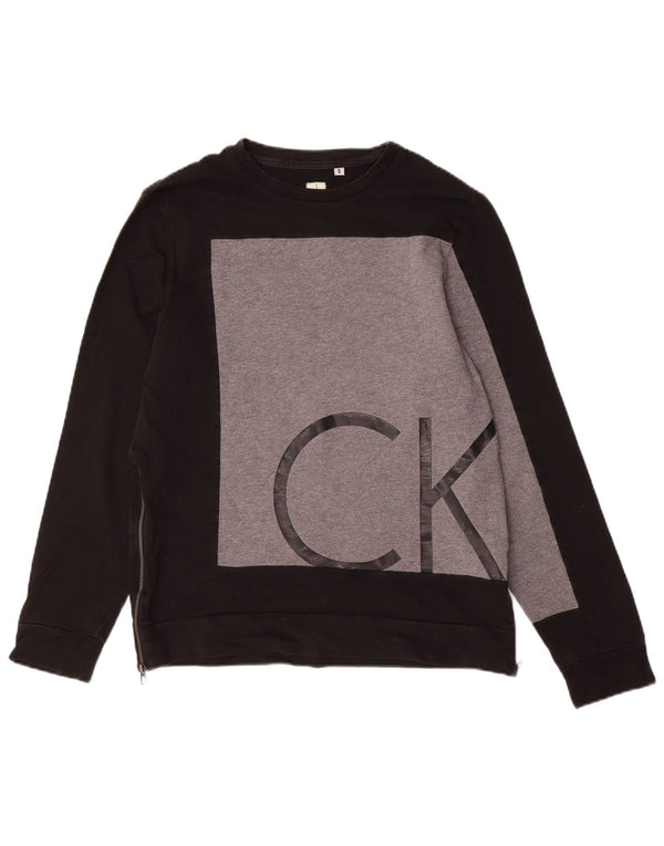 CALVIN KLEIN Womens Slim Fit Sweatshirt Jumper UK 10 Small Black