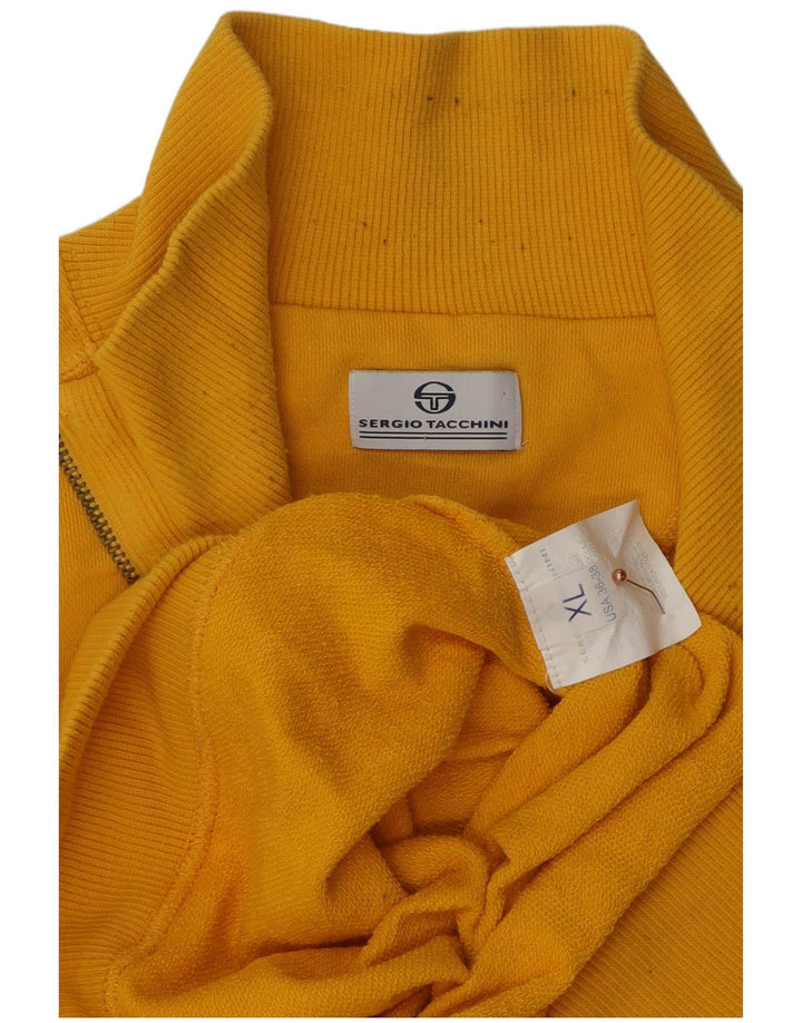 Sergio Tacchini Mens Zip Neck Jumper Sweater XL Yellow Cotton
