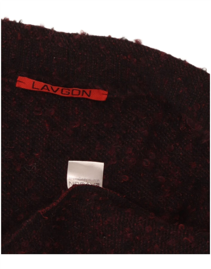 Vintage Womens Poncho Open Cardigan Sweater One Size Burgundy Flecked Wool