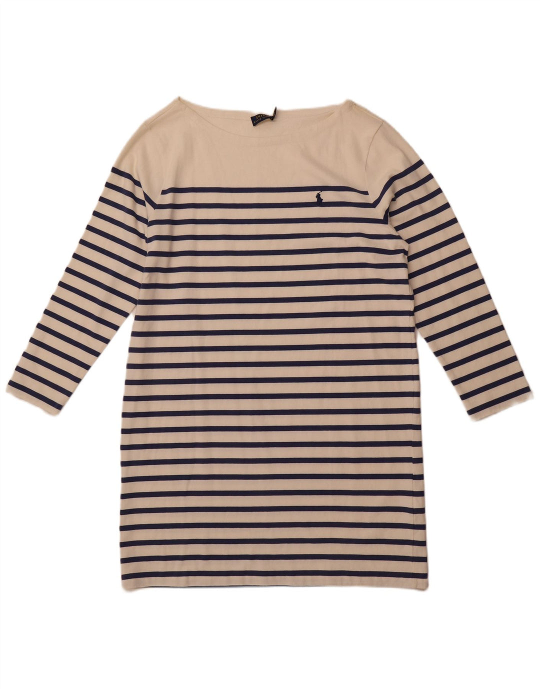 POLO RALPH LAUREN Womens Long Sleeve T-Shirt Dress UK 18 XL White Striped