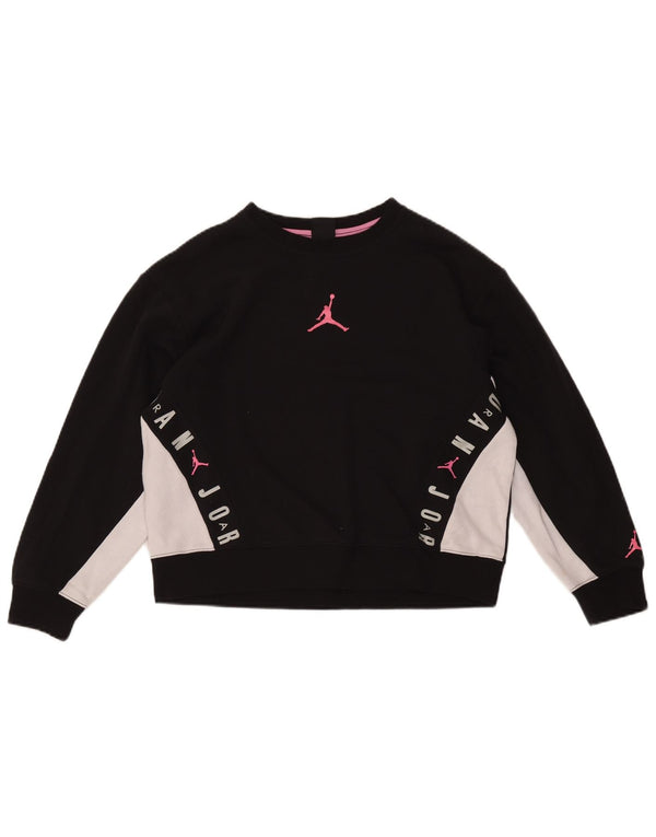 Jordan Girls Graphic Sweatshirt Jumper 13-14 Years XL Black Colourblock