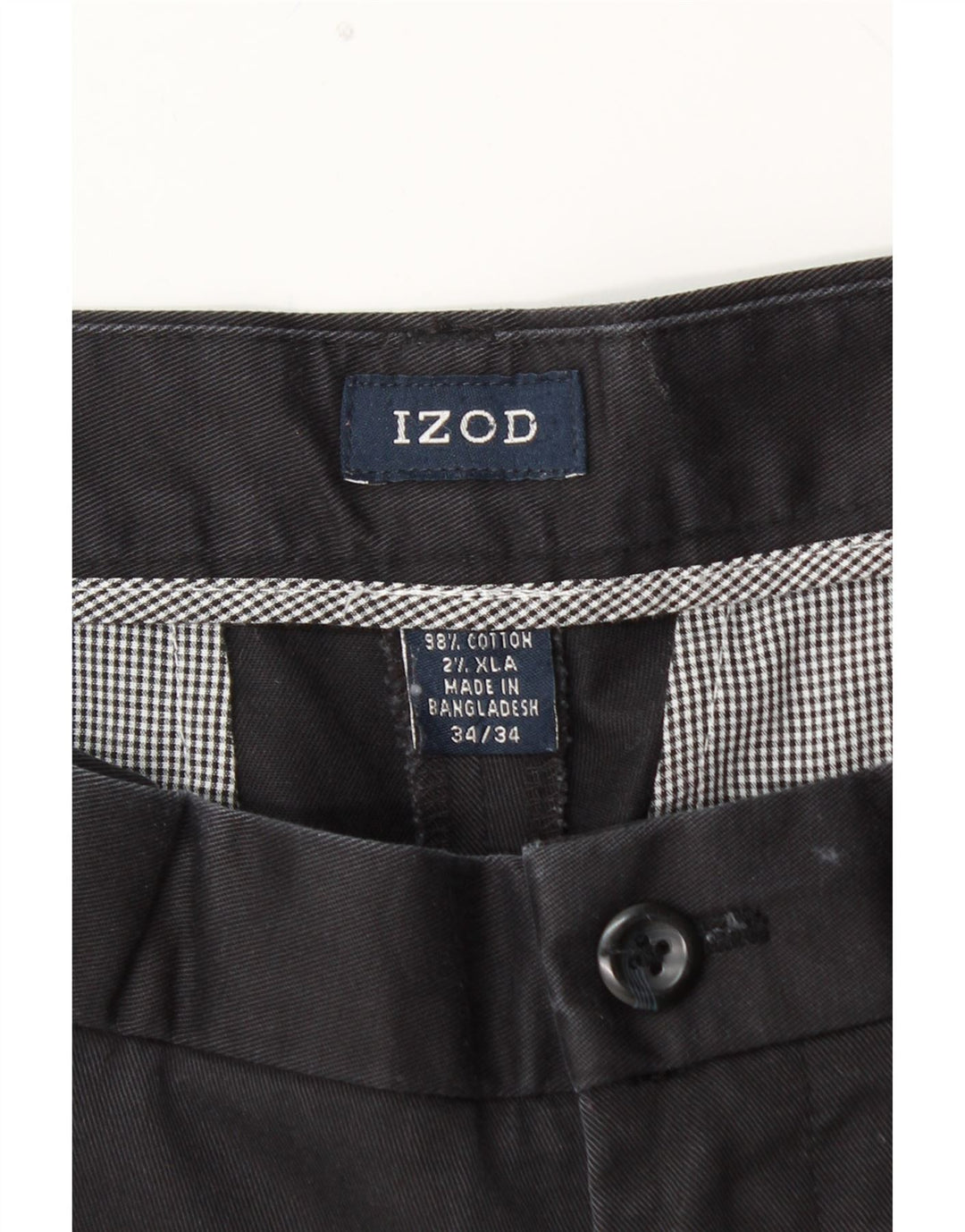 IZOD Mens Straight Chino Trousers W34 L34 Navy Blue Cotton