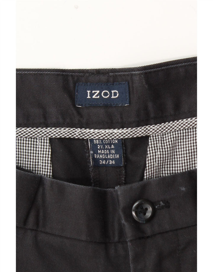 IZOD Mens Straight Chino Trousers W34 L34 Navy Blue Cotton