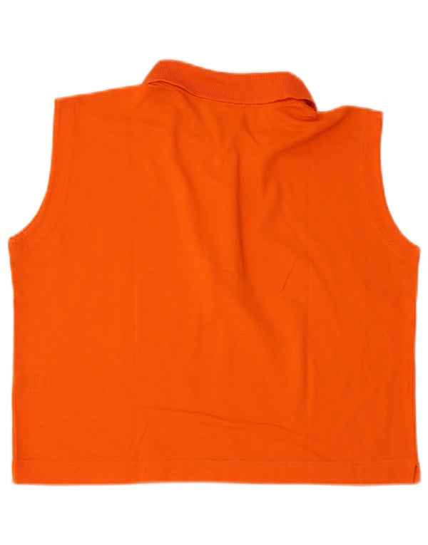Diadora Womens Crop Sleeveless Polo Shirt UK 14 Medium Orange Cotton