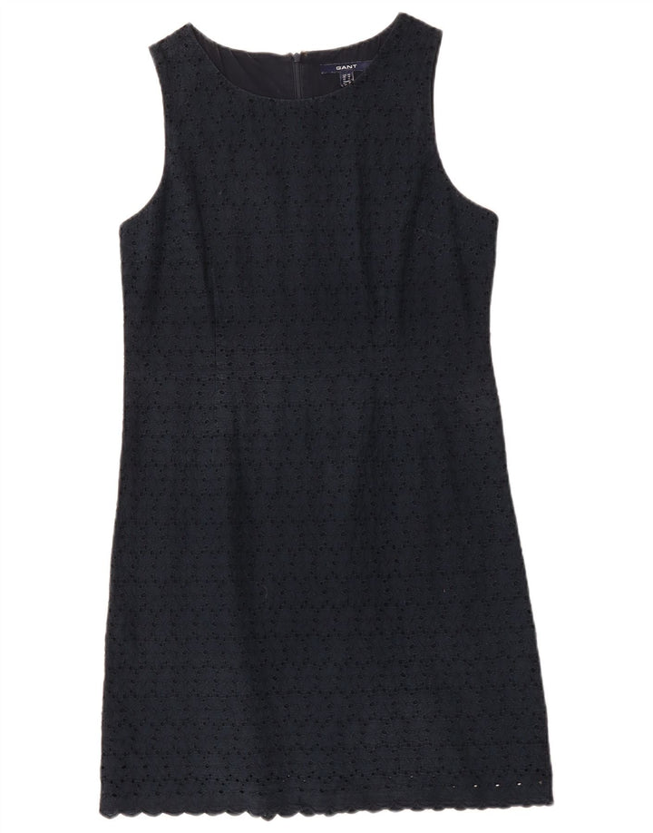 GANT Womens Sleeveless Shift Dress UK 14 Medium Navy Blue Cotton