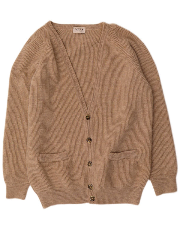Marz Mens Loose Fit Cardigan Sweater Small Beige Wool