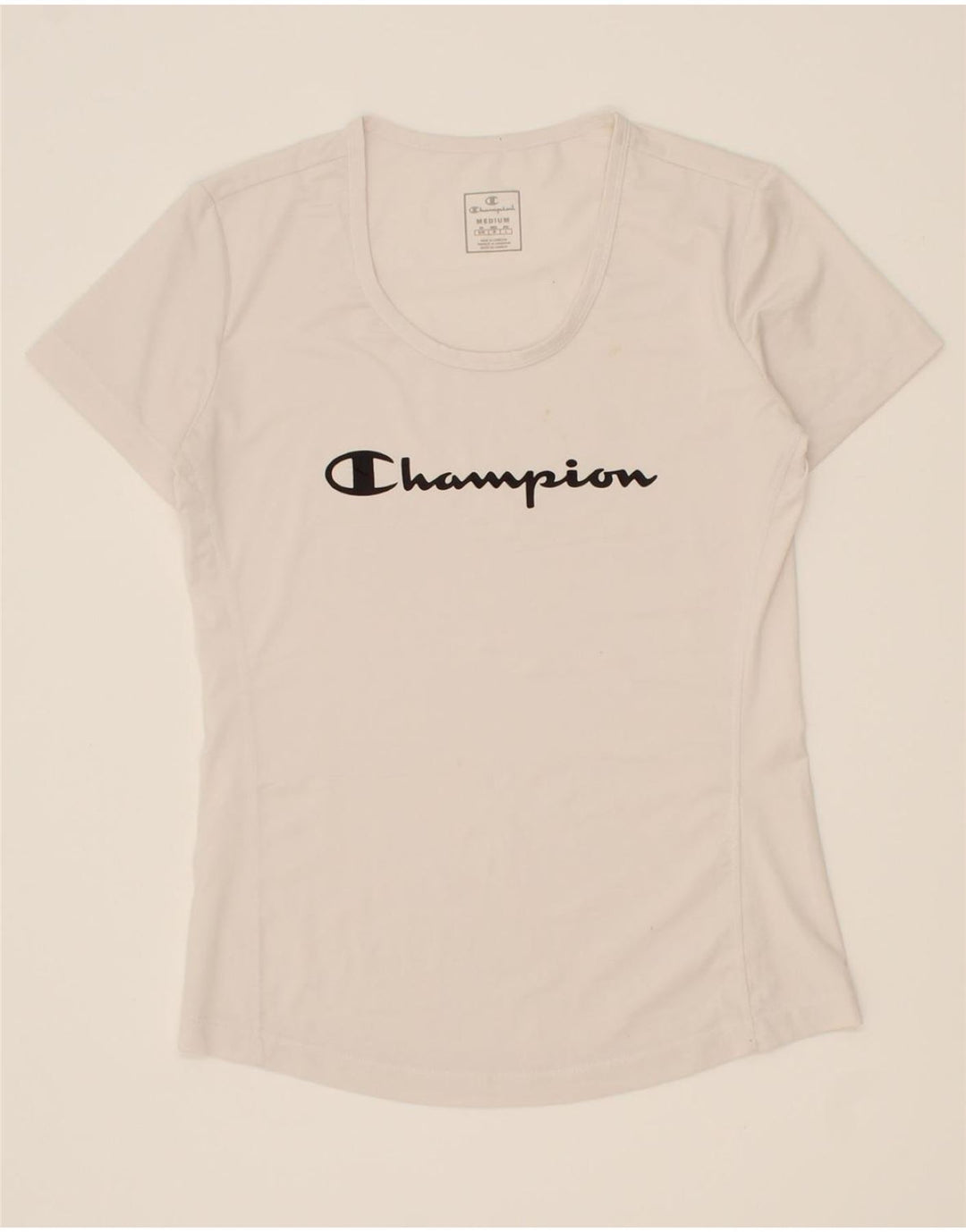 CHAMPION Womens Graphic T-Shirt Top UK 12 Medium White Vintage Champion and Second-Hand Champion from Messina Hembry 