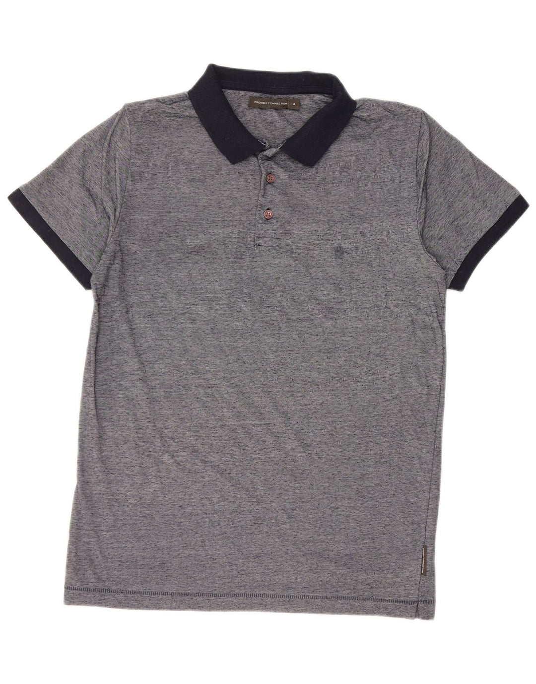 FRENCH CONNECTION Mens Polo Shirt Medium Navy Blue Flecked Cotton