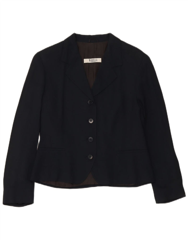 MARELLA Womens 4 Button Blazer Jacket UK 16 Large Navy Blue Viscose
