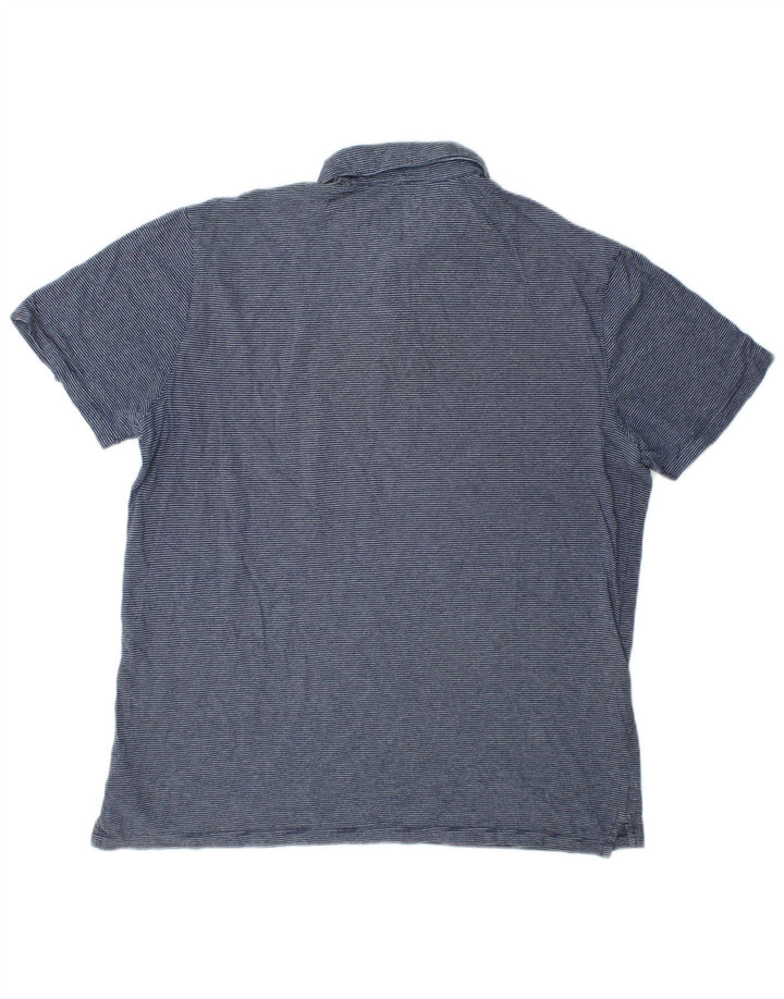 Gap Mens Polo Shirt Large Blue Striped Cotton