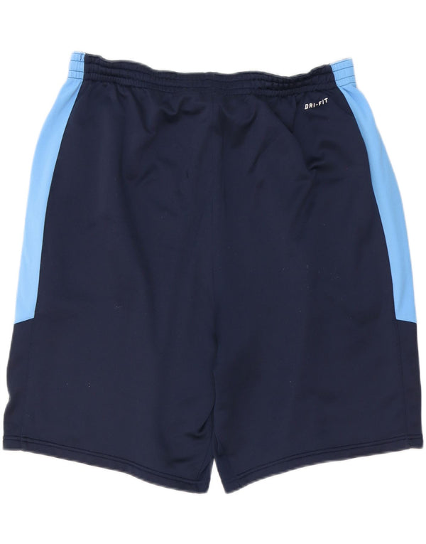 NIKE Mens Dri Fit Sport Shorts 2XL  Navy Blue Colourblock Polyester