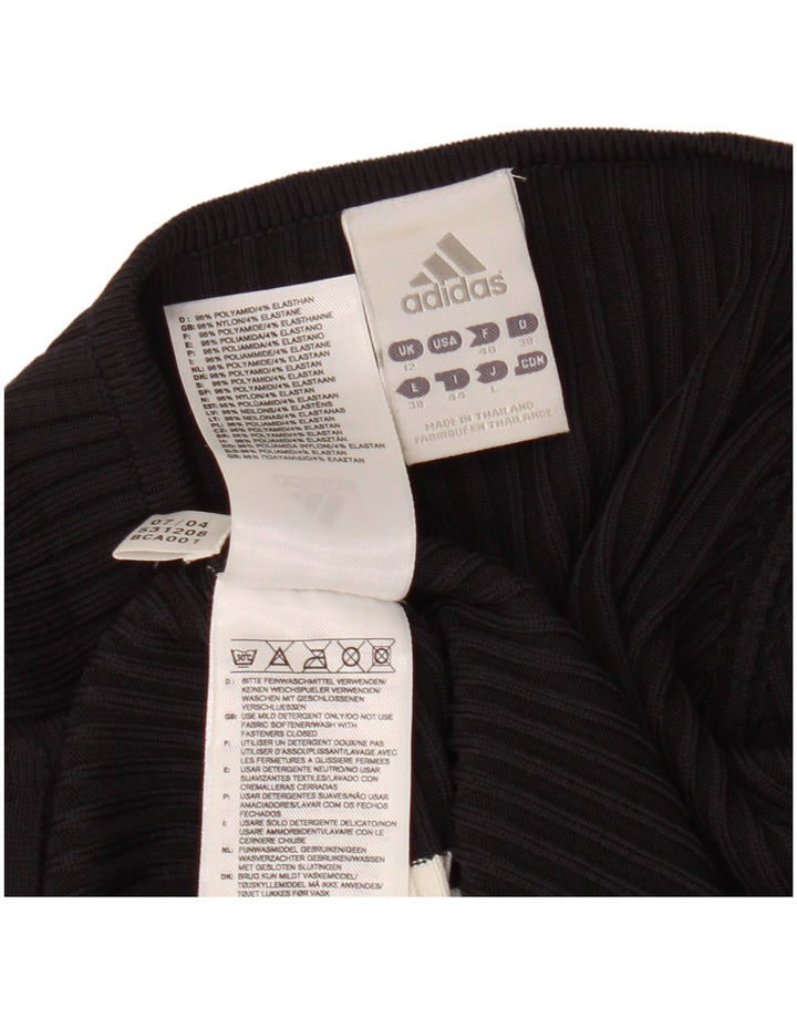 ADIDAS Womens Cardigan Sweater UK 12 Medium Black Nylon