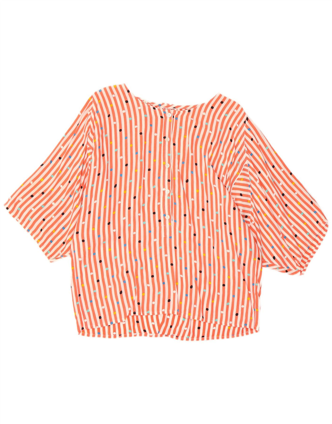 ICAM Womens 3/4 Sleeve Blouse Top IT 44 Medium Orange Striped Viscose