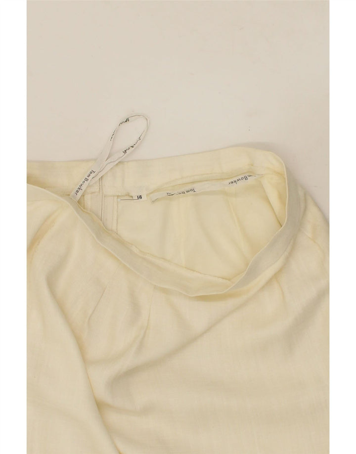 TOM BOWKER Womens Pencil Skirt UK 14 Large W28 Off White Polyester Vintage Tom Bowker and Second-Hand Tom Bowker from Messina Hembry 