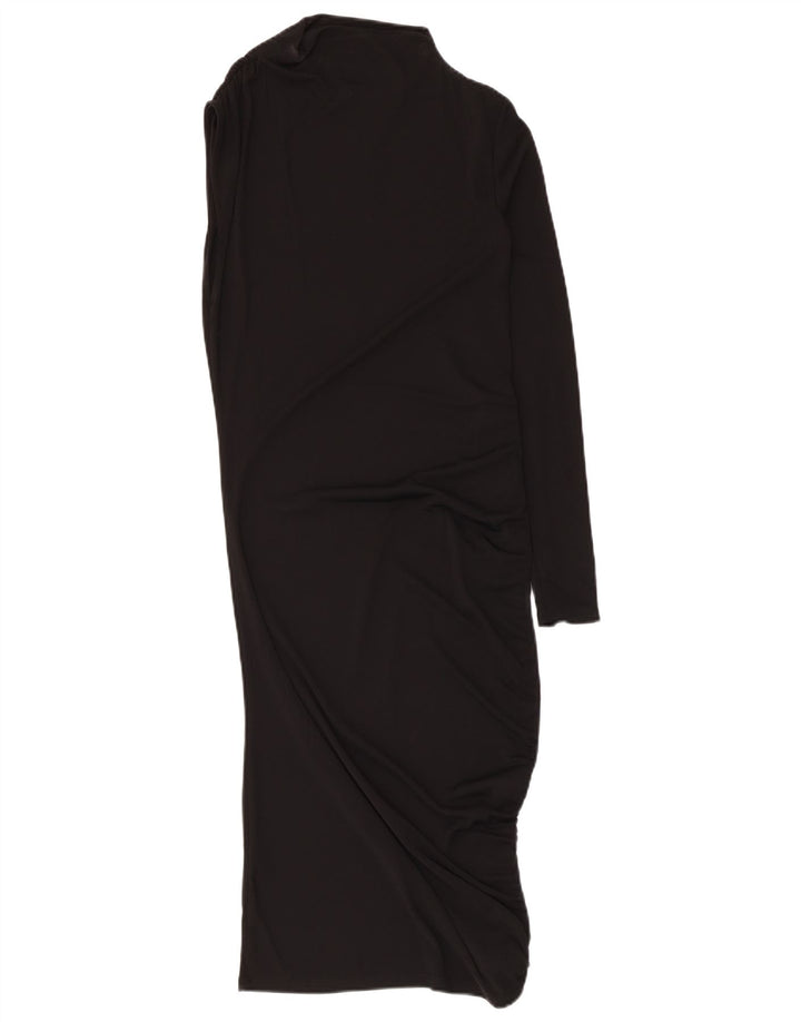 Zara Womens One Shoulder Dress UK 8 Small Black Polyester