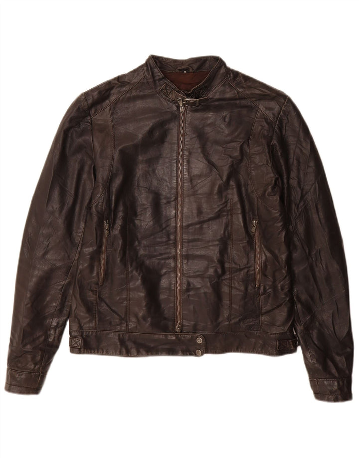 Bata and More Womens Leather Jacket IT 46 Large Brown Leather