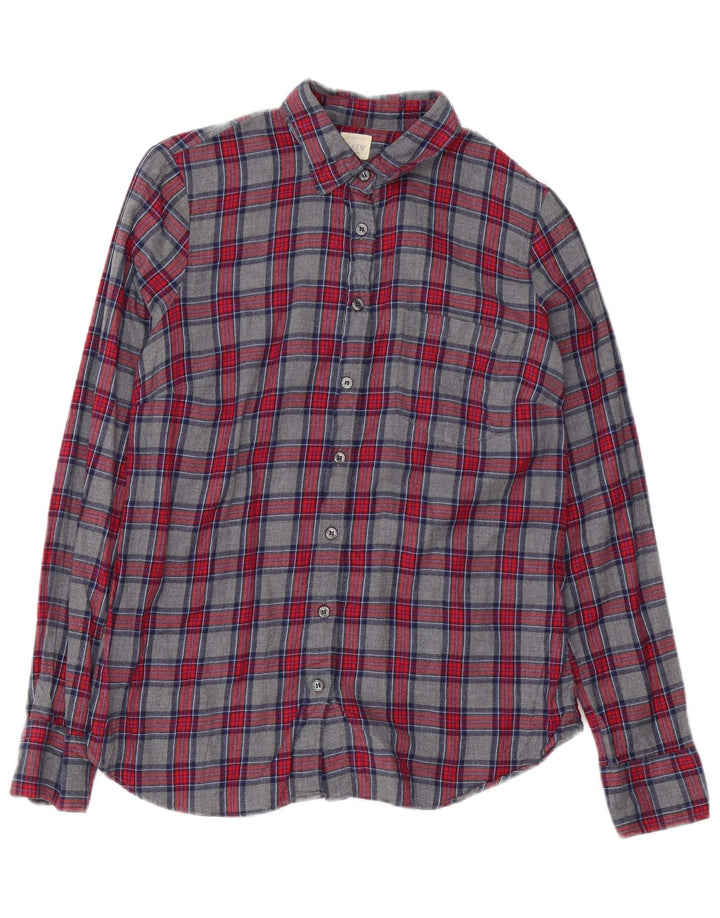 J. Crew Womens Flannel Shirt UK 10 Small Grey Check Cotton