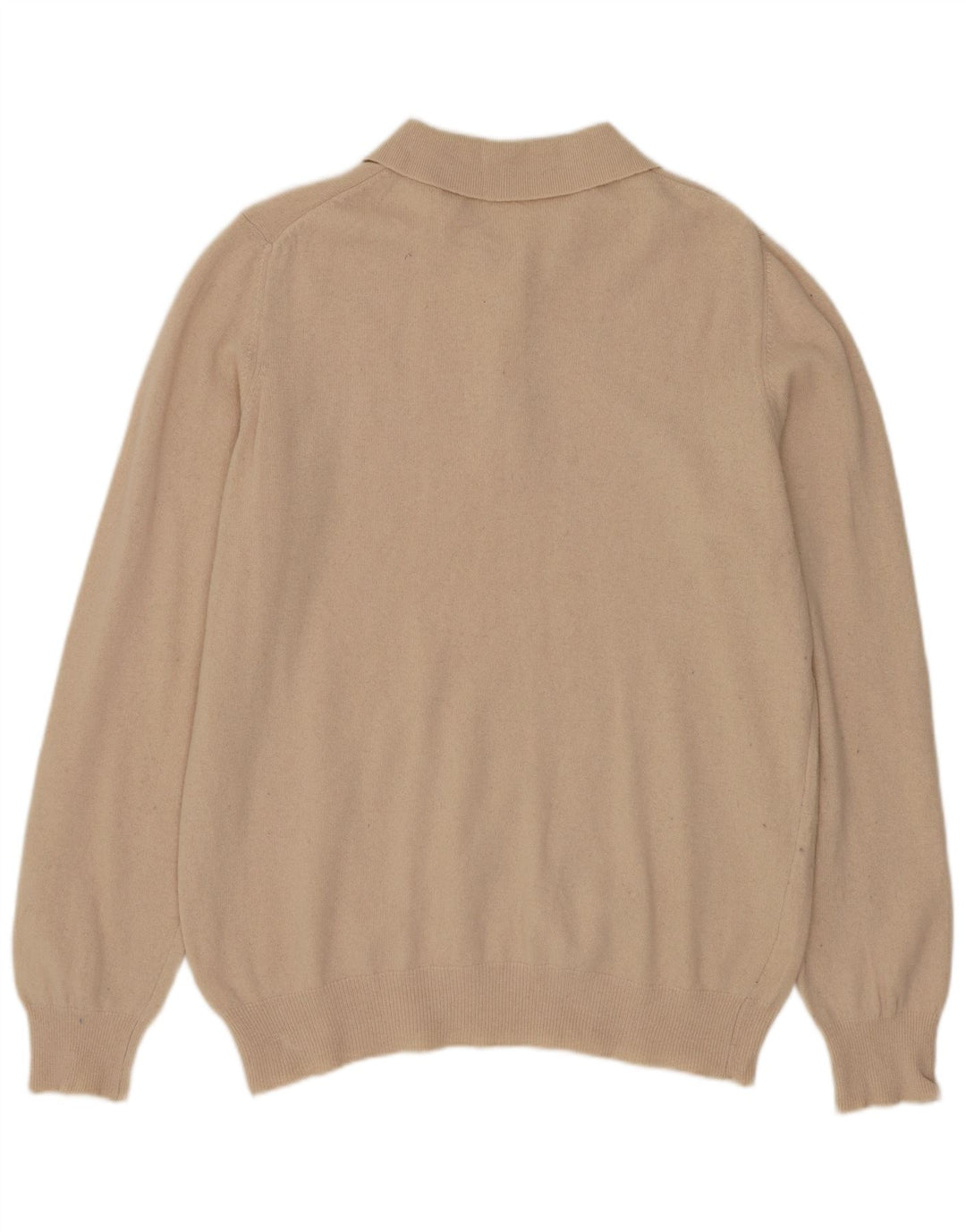 BENETTON Womens Polo Neck Jumper Sweater UK 16 Large Beige Wool