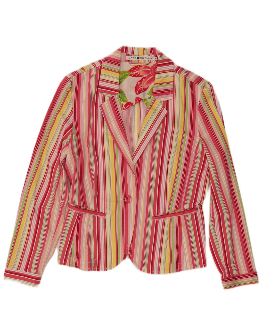 Tommy Hilfiger Womens Crop Blazer Jacket UK 12 Medium Multicoloured Striped