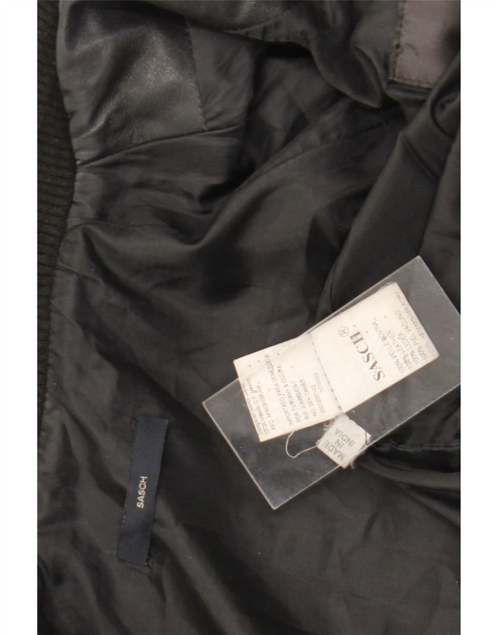 Sasch Womens Crop Leather Jacket UK 14 Medium Black