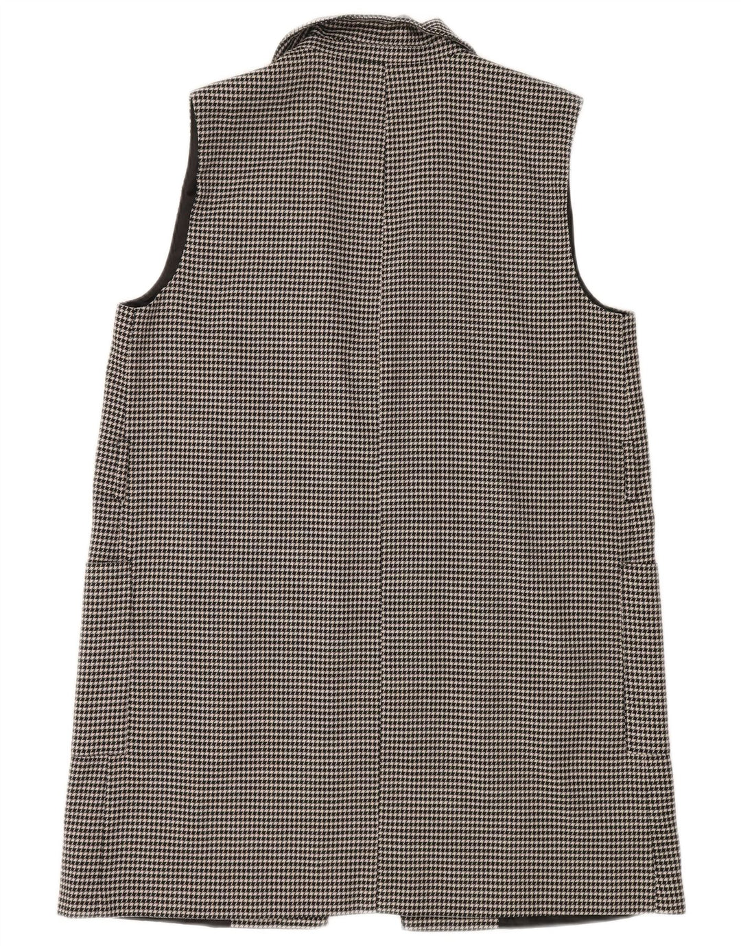 Zara Womens Longline Open Blazer Jacket UK 14 Medium Black Houndstooth