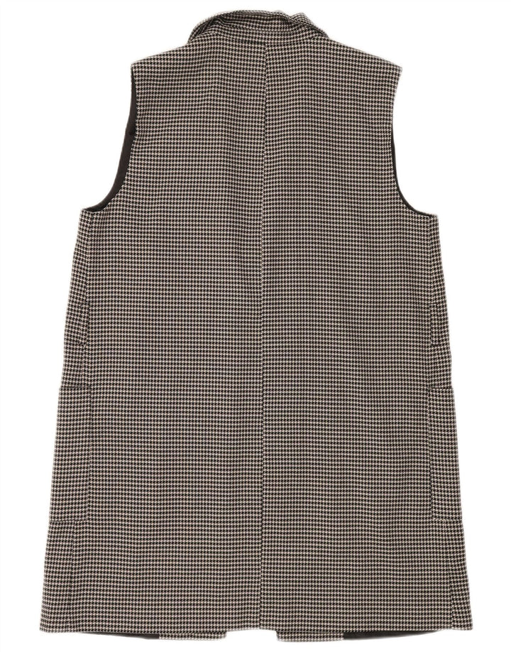 Zara Womens Longline Open Blazer Jacket UK 14 Medium Black Houndstooth