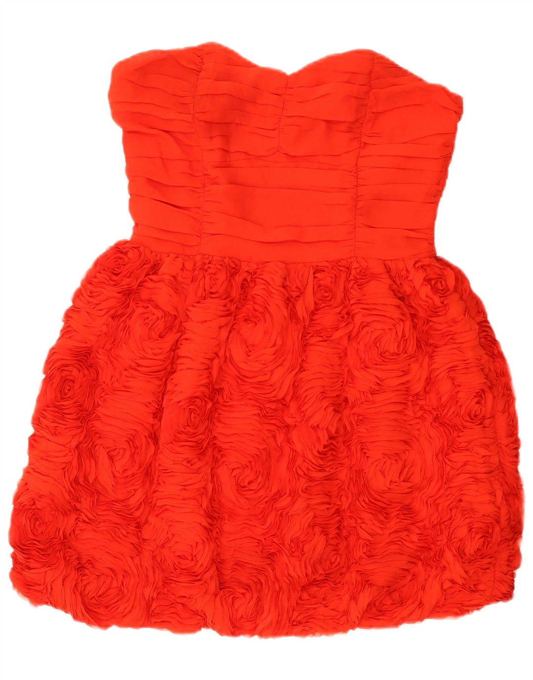 H&M Womens Strapless Dress EU 38 Medium Red Floral Polyester