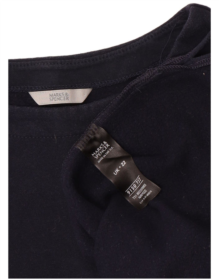 MARKS & SPENCER Womens Sweatshirt Jumper UK 22 3XL  Navy Blue Cotton