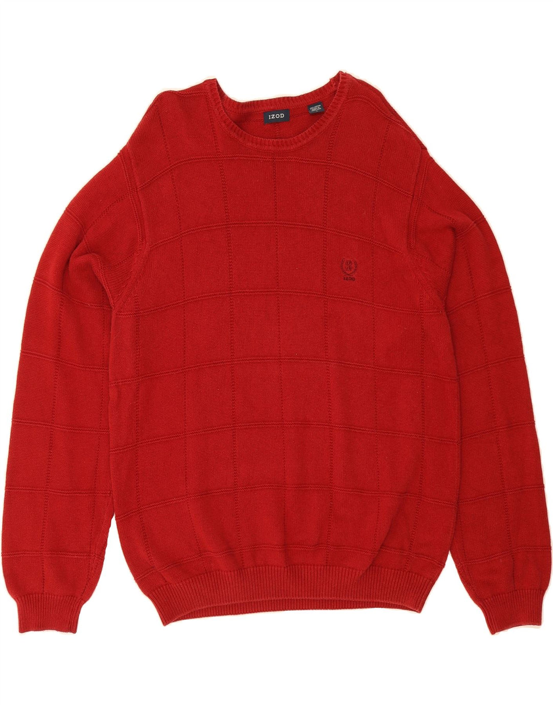 IZOD Mens Crew Neck Jumper Sweater Large Red Cotton Vintage Izod and Second-Hand Izod from Messina Hembry 