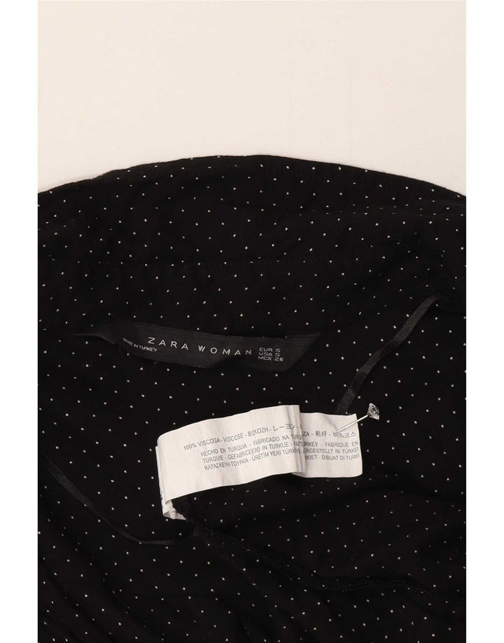 Zara Womens Shirt UK 10 Small Black Spotted Viscose