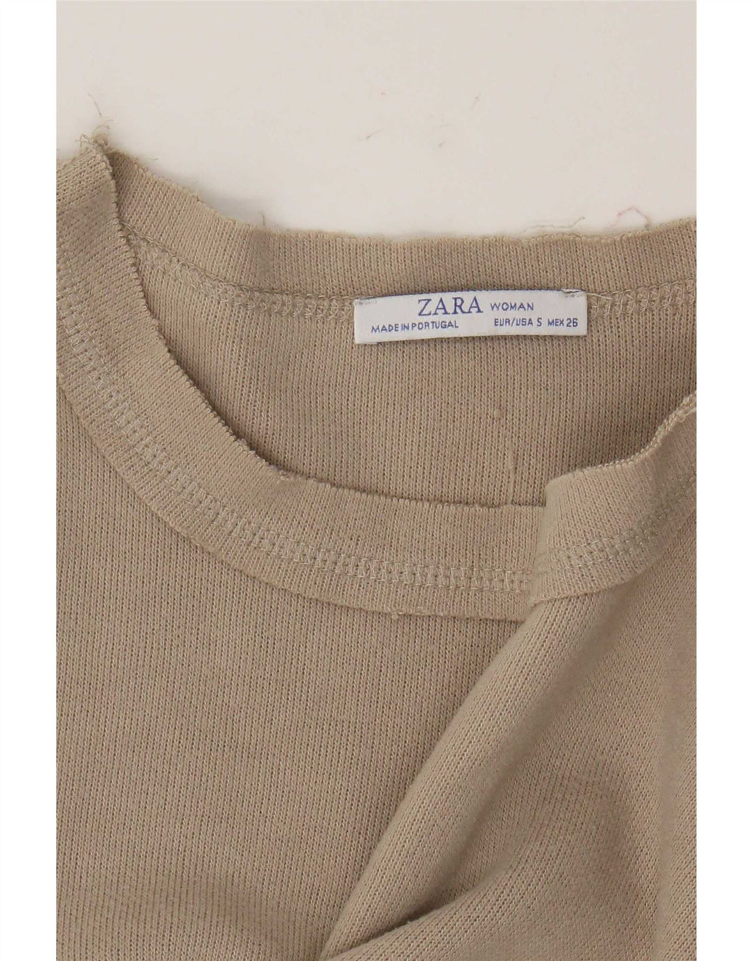 Zara Womens Crop Oversized Top Long Sleeve UK 10 Small Beige